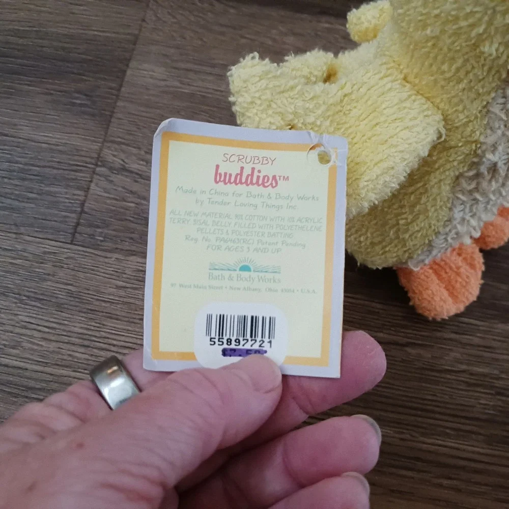 Vintage 1997 Bath & Body Works Scrubby Buddies Beaker Duck Plush Bath Sponge NWT